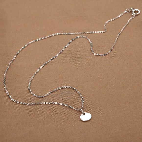 925 Sterling Silver Link Necklace, Tiny Tiny Charm Pendant, Stamped 925 - Picture 1 of 6